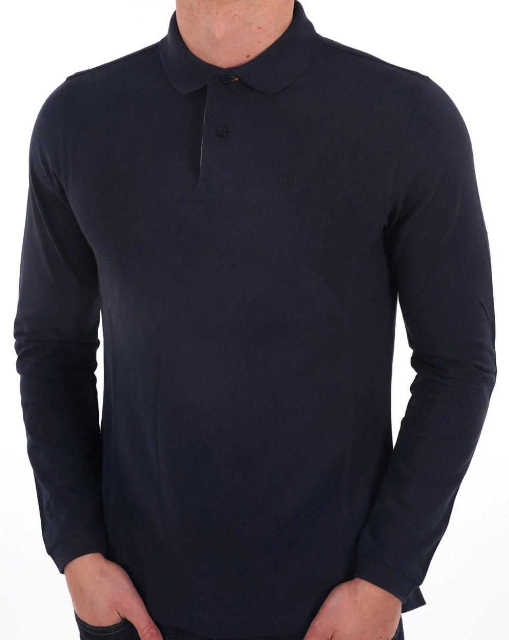 Barbour Long Sleeve Sport Polo Navy - Image 3