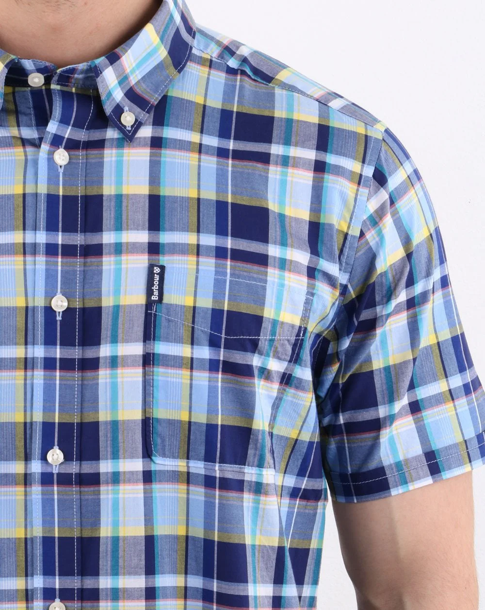 Barbour Madras Shirt Sky - Image 2
