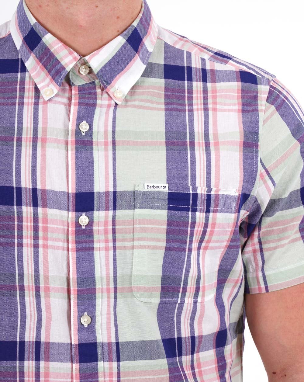 Barbour Nickwell Madras Check SS Shirt Sky - Image 2