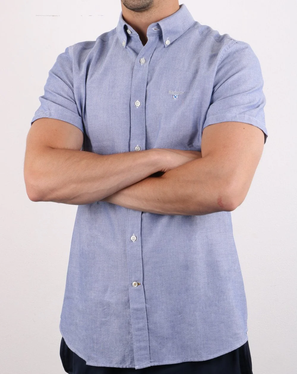 Barbour Oxford Short Sleeve Shirt Indigo - Image 3
