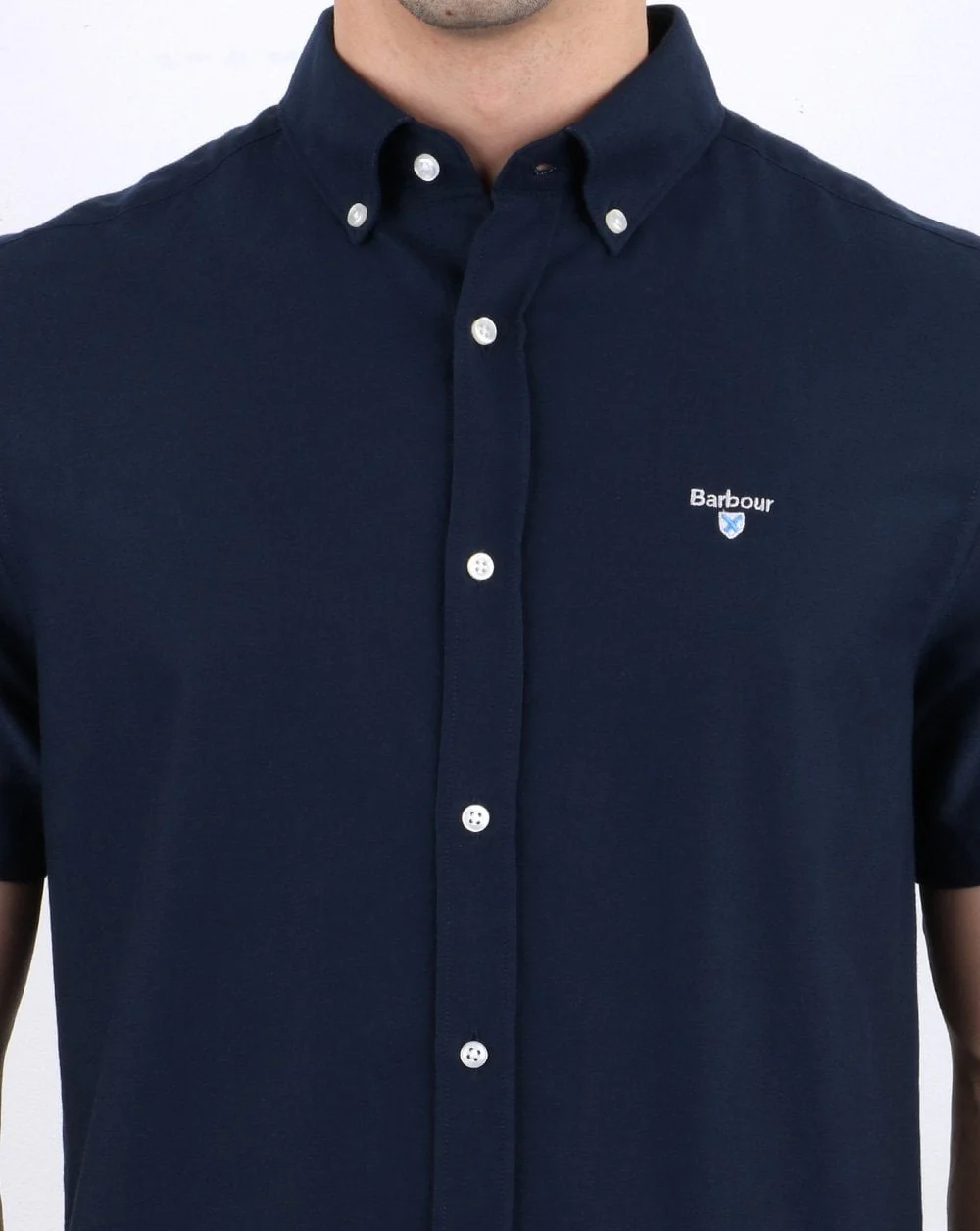Barbour Oxford Short Sleeve Shirt Navy - Image 4