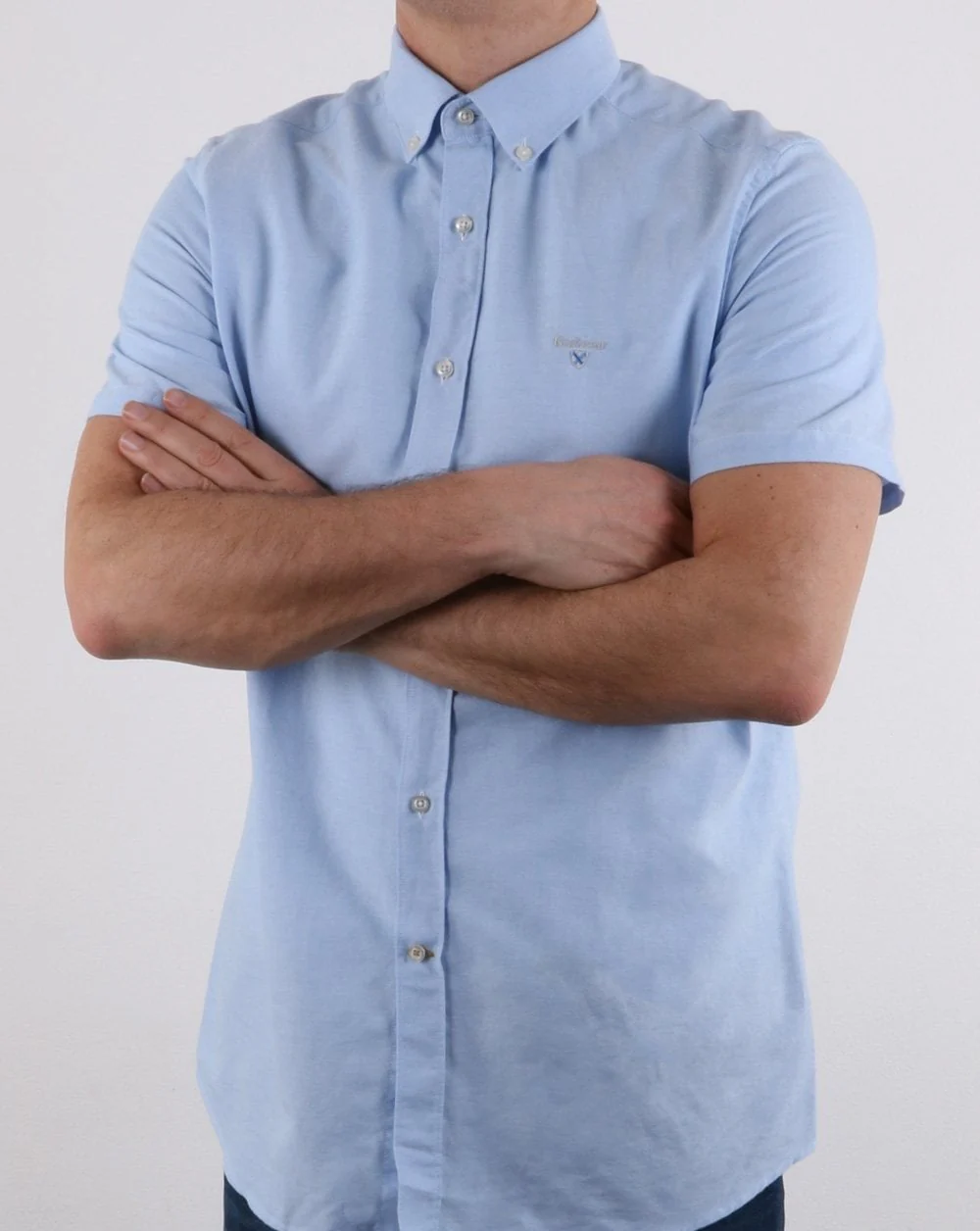 Barbour Oxford Short Sleeve Shirt Sky - Image 3