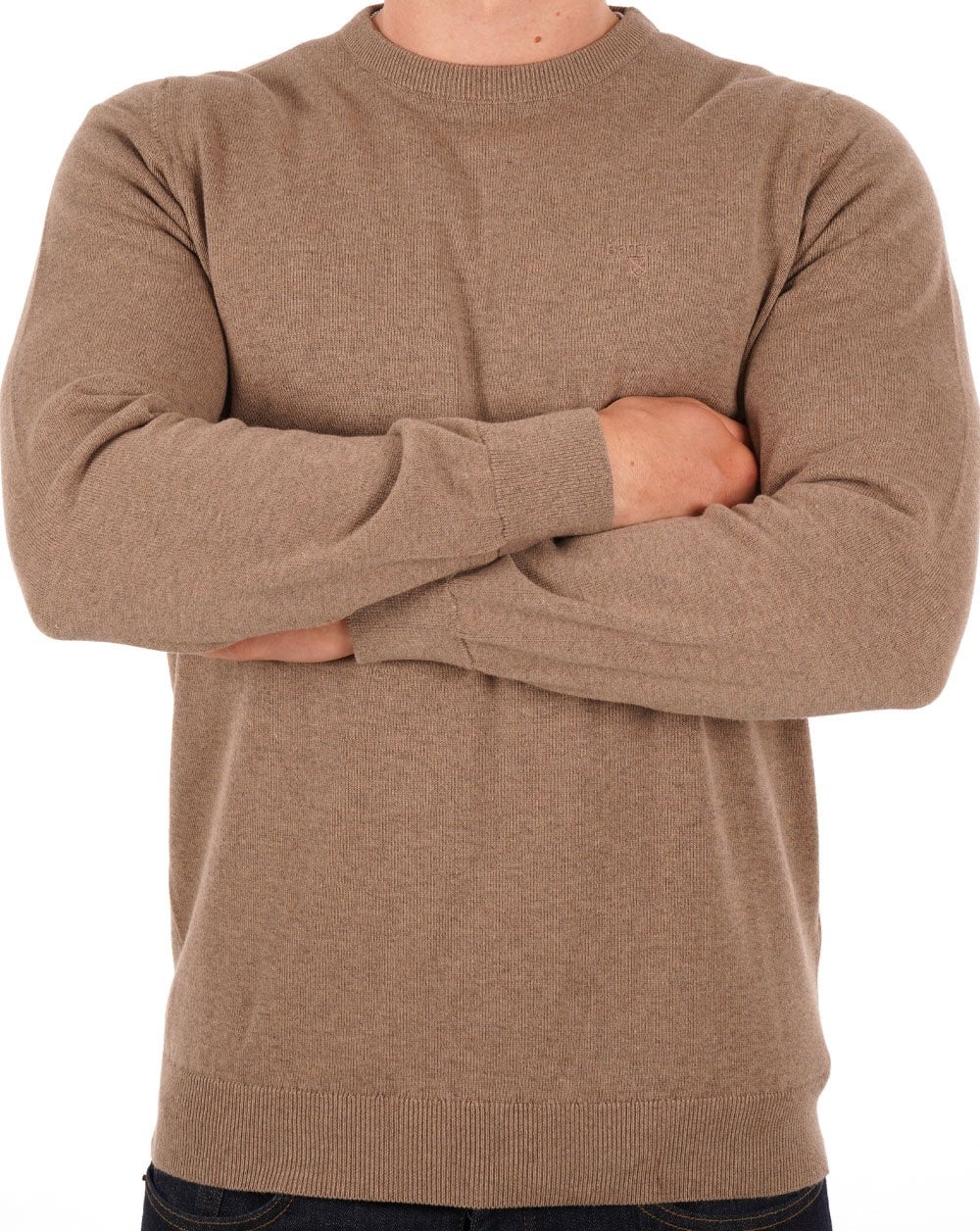 Barbour Pima Cotton Crew Neck Jumper Military Brown - Image 2
