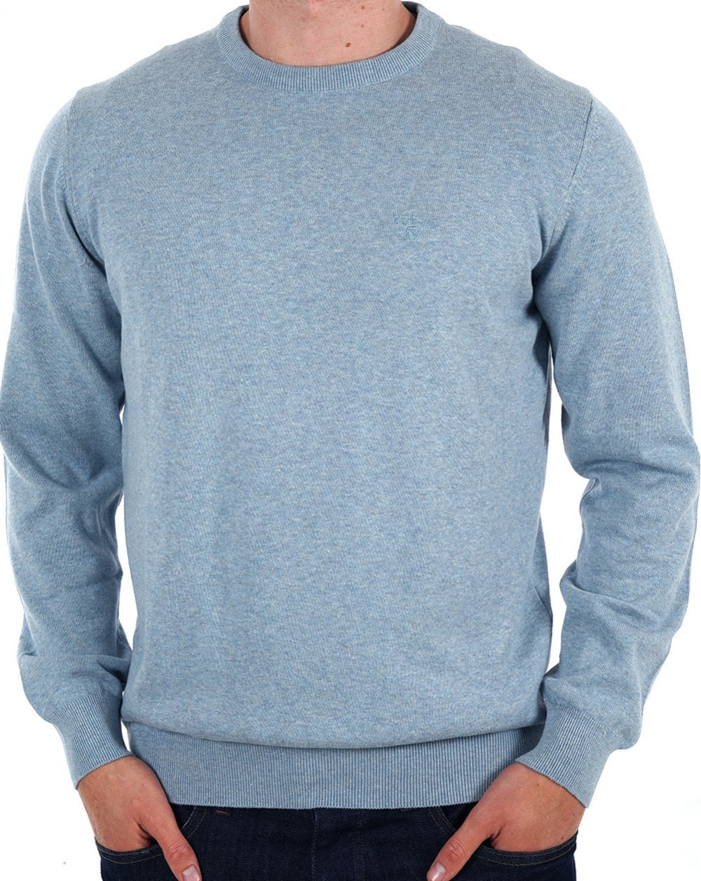 Barbour Pima Cotton Crew Neck Jumper Mineral Blue