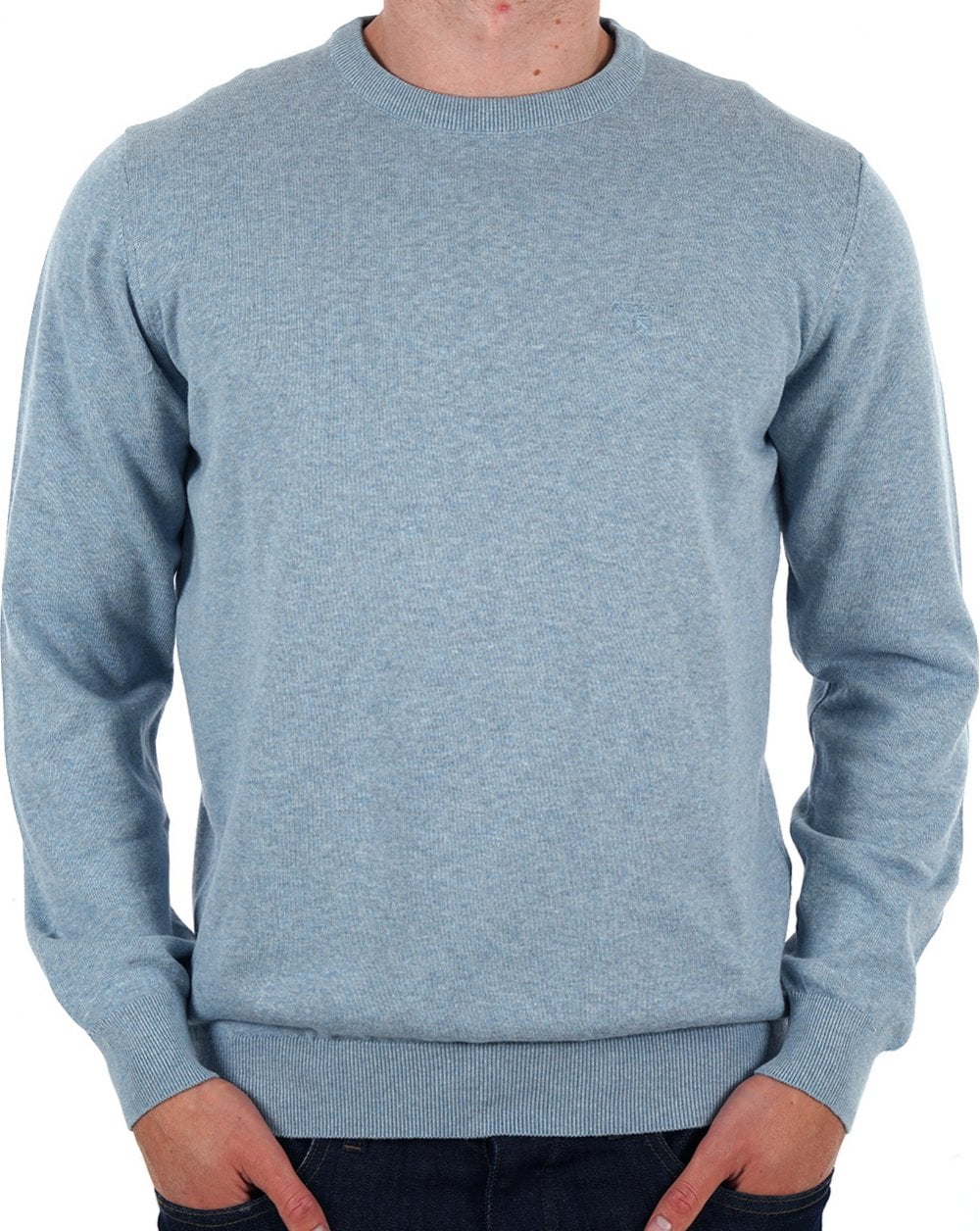 Barbour Pima Cotton Crew Neck Jumper Mineral Blue - Image 3