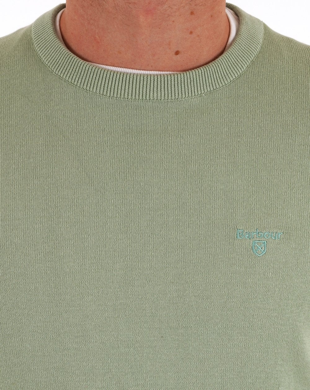 Barbour Pima Cotton Crew Neck Jumper Pale Apple - Image 2