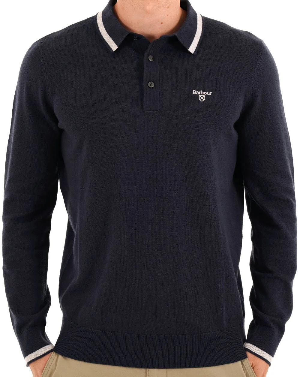 Barbour Rocton Knitted Polo Navy - Image 3