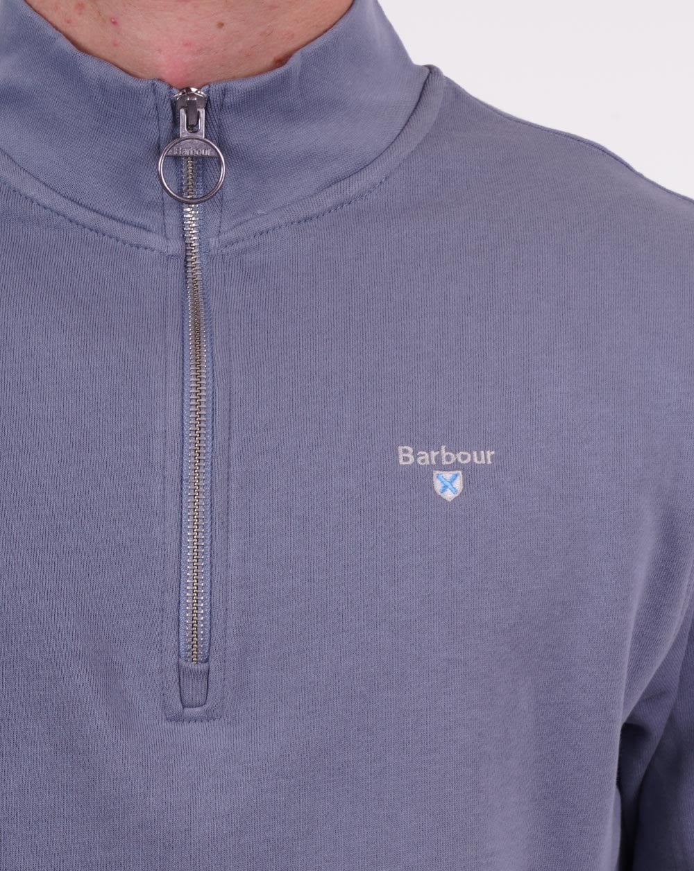 Barbour Rothley Half Zip Sweater Washed Blue - Image 2