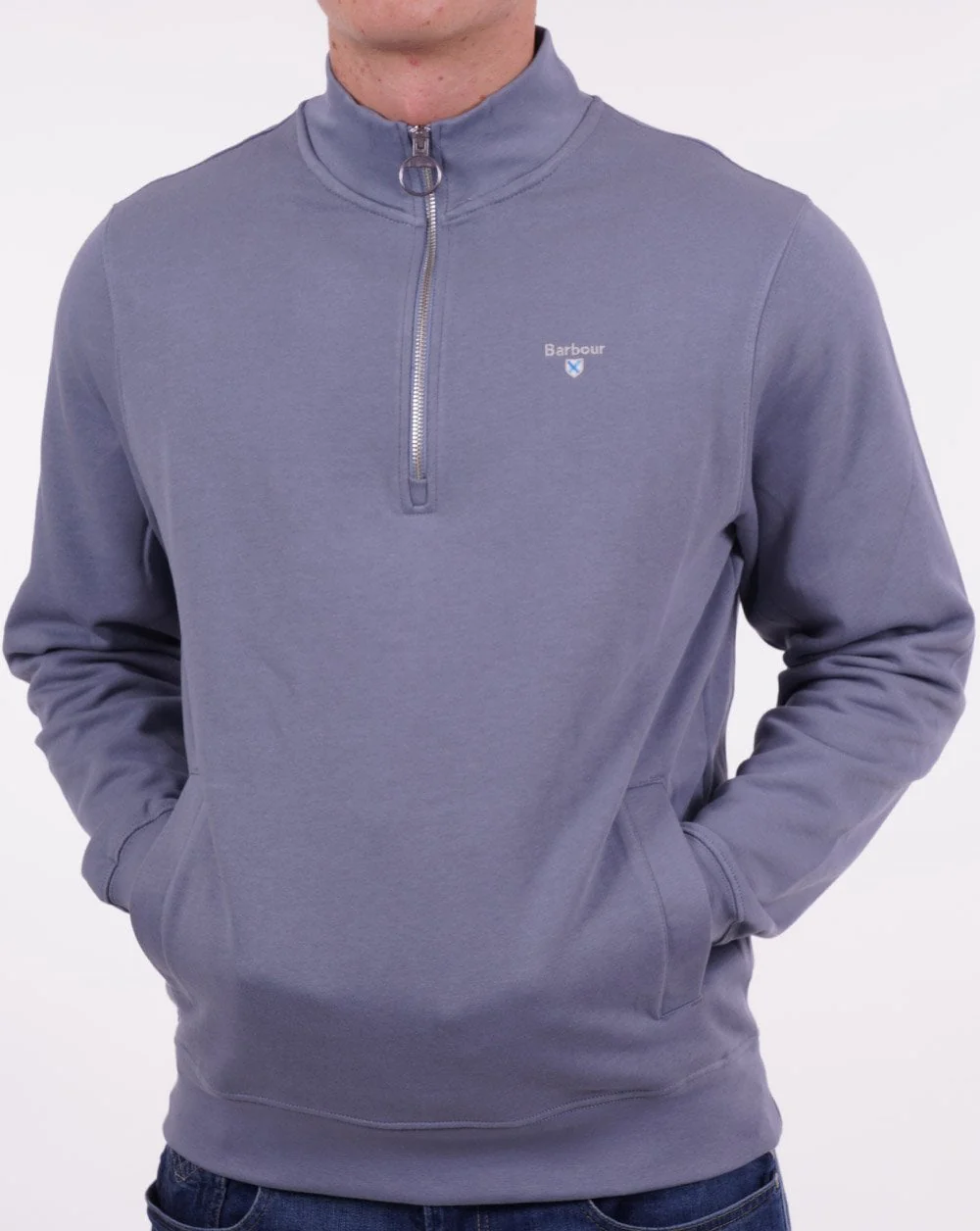 Barbour Rothley Half Zip Sweater Washed Blue - Image 4
