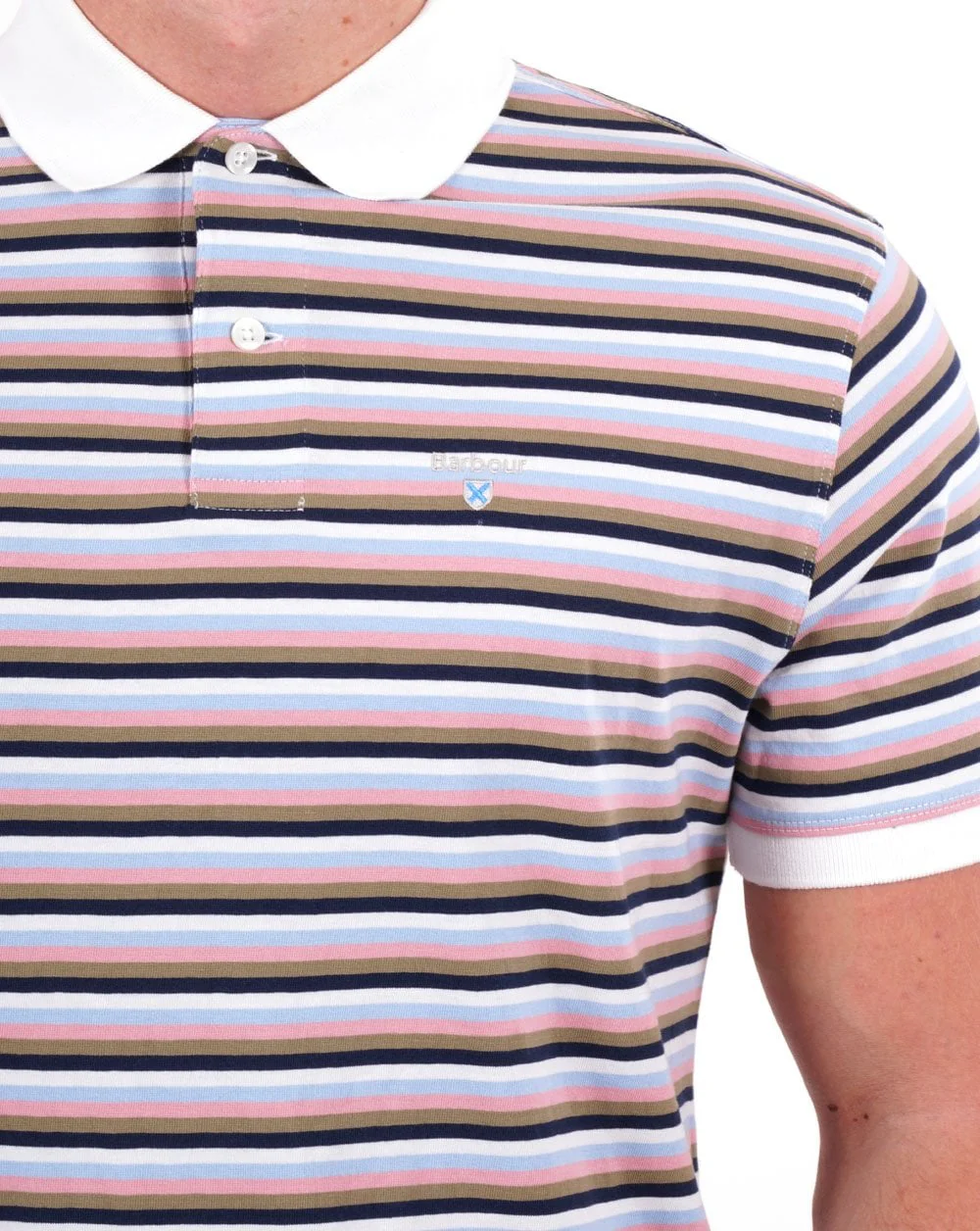 Barbour Sandown Stripe Polo White - Image 2
