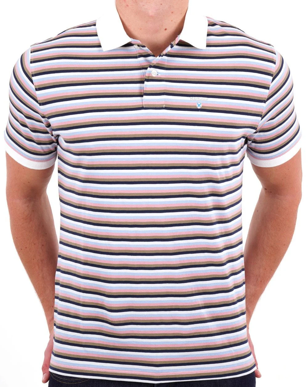 Barbour Sandown Stripe Polo White - Image 3