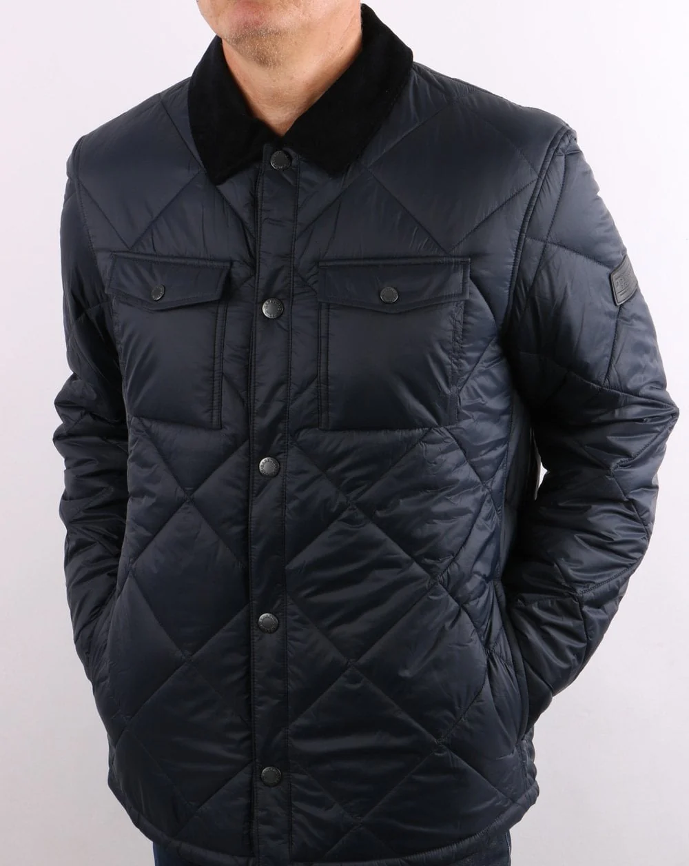Barbour Shirt Quilt Jacket Navy - Image 3