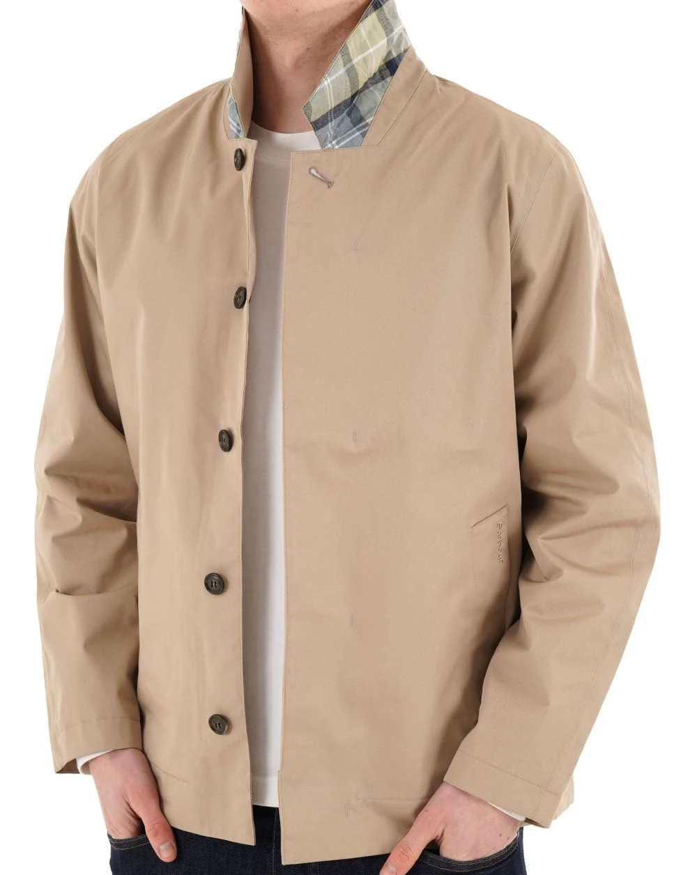 Barbour Short Rokig Waterproof Jacket Washed Stone/Highland Loch - Image 3