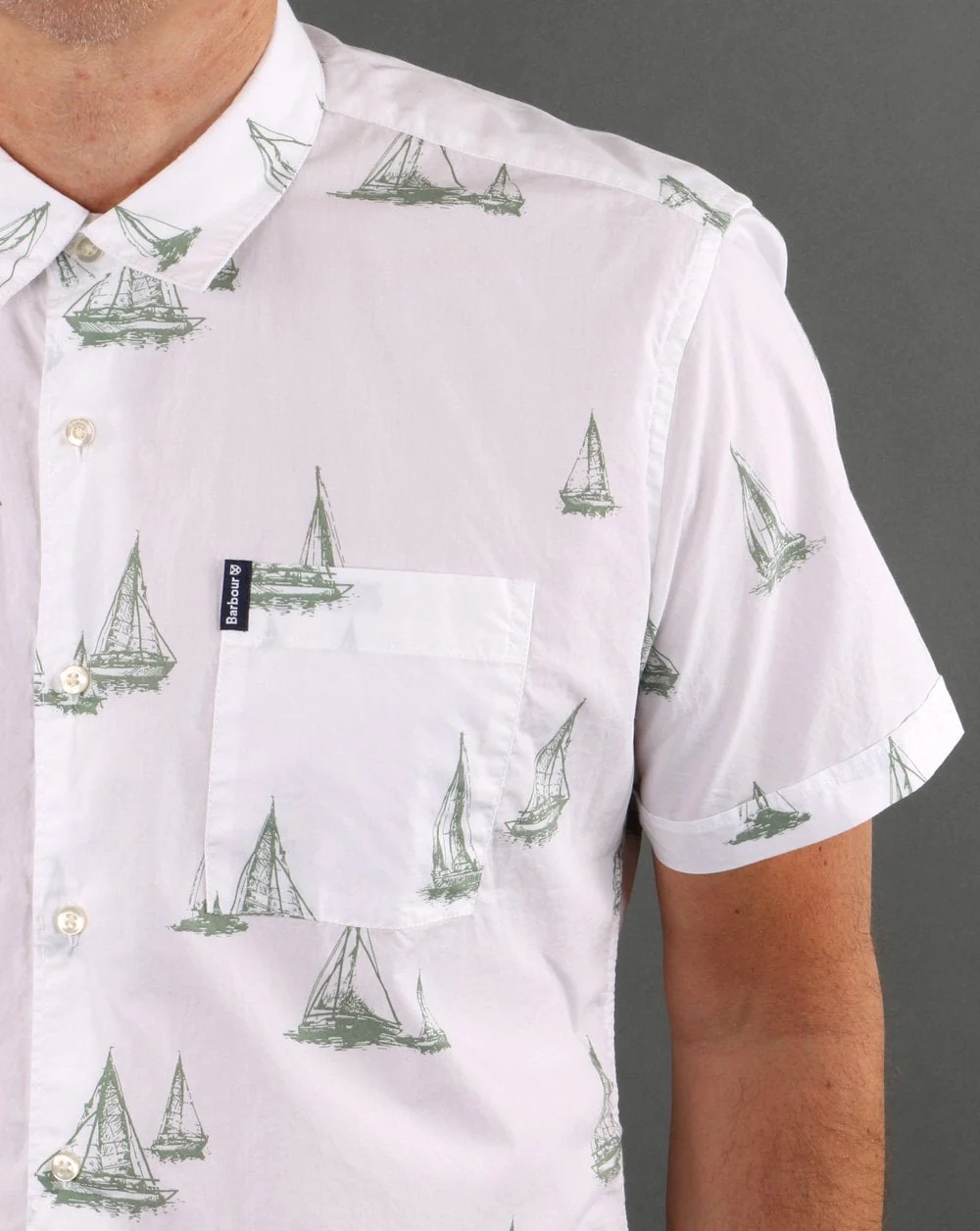Barbour Summer Print Short Sleeve Shirt White - Image 2
