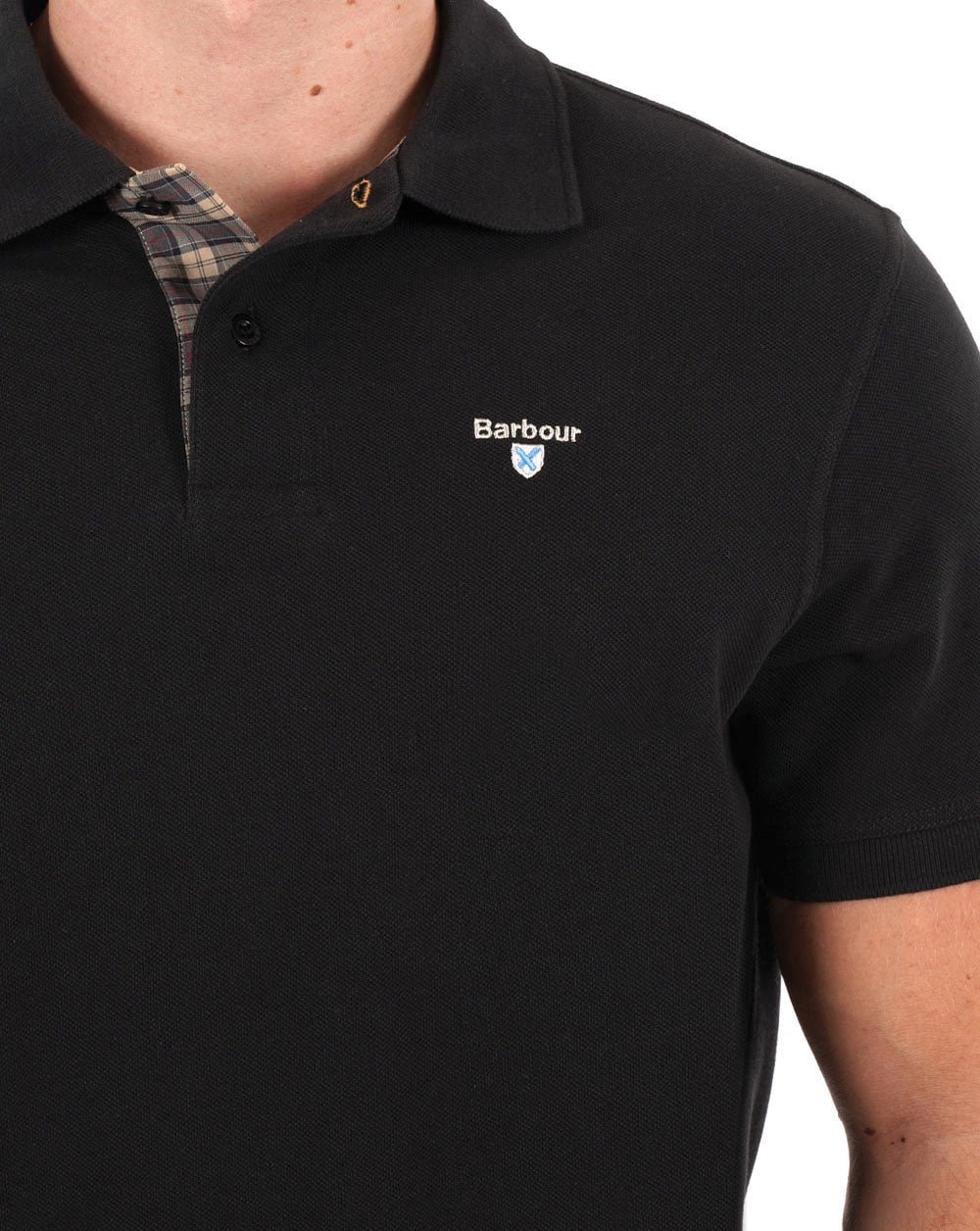 Barbour Tartan Pique Polo Black 2 - Image 3