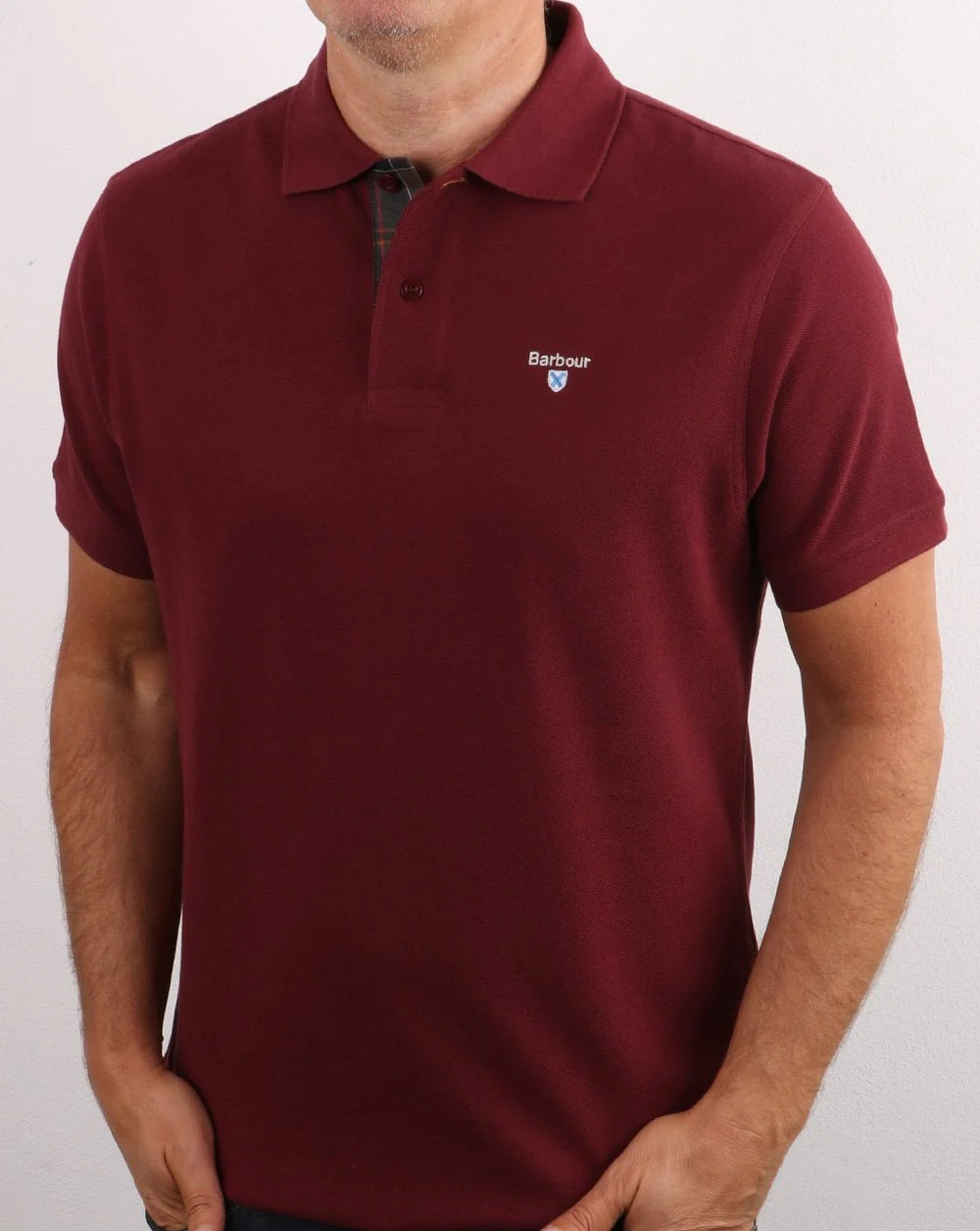 Barbour Tartan Pique Polo Burgundy