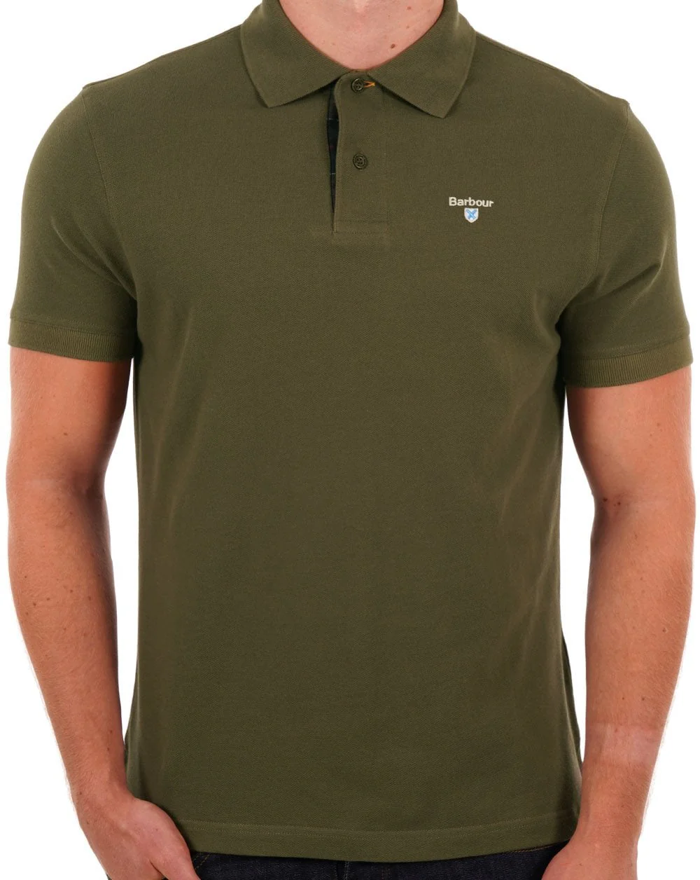 Barbour Tartan Pique Polo Dark Olive - Image 3