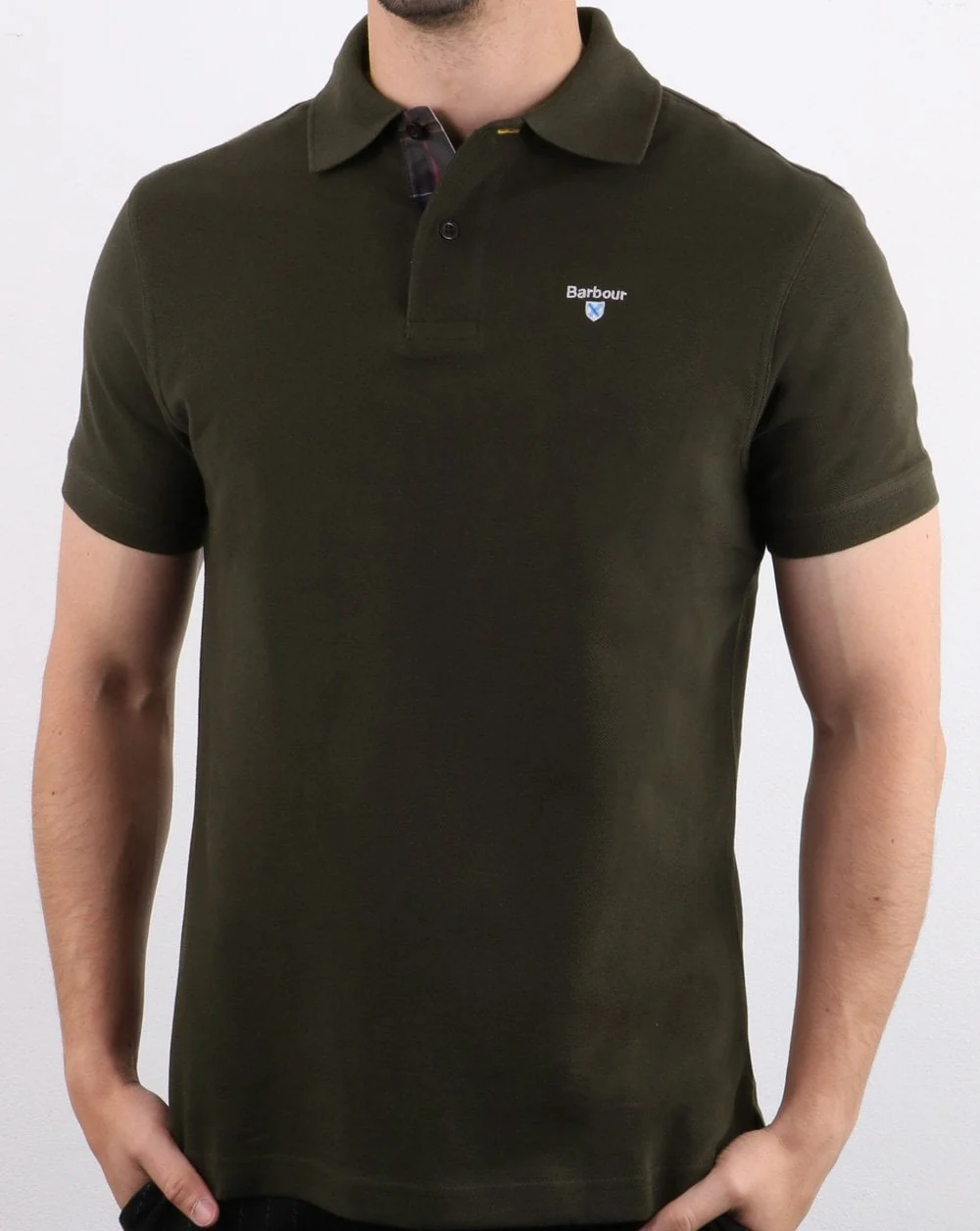 Barbour Tartan Pique Polo Green