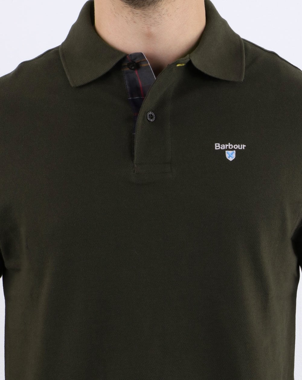 Barbour Tartan Pique Polo Green - Image 3