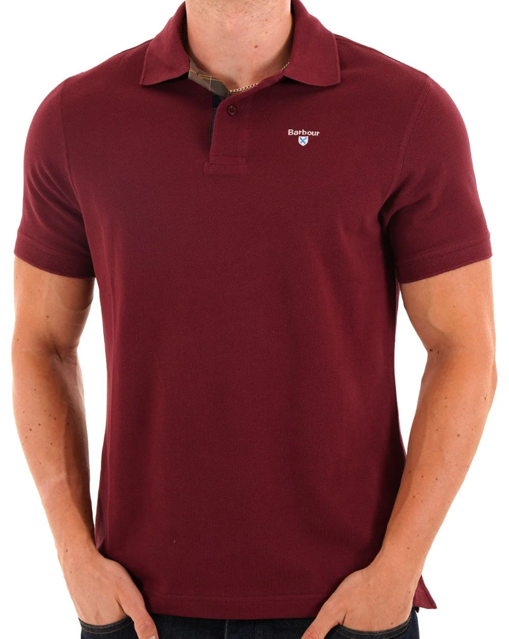 Barbour Tartan Pique Polo Ruby - Image 3