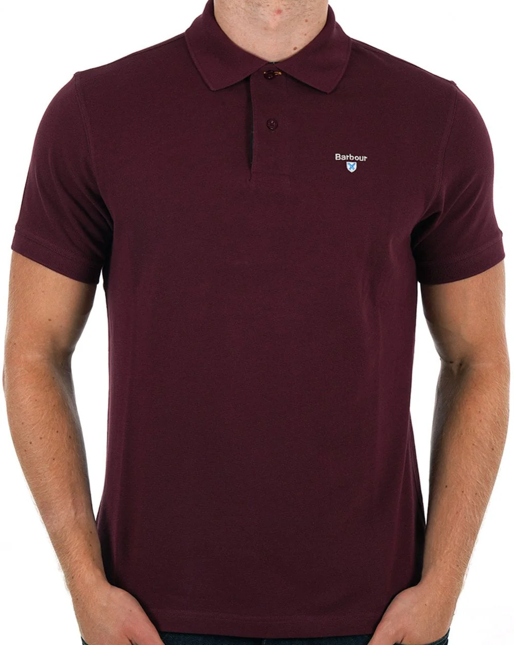 Barbour Tartan Pique Polo Shirt Dark Ruby