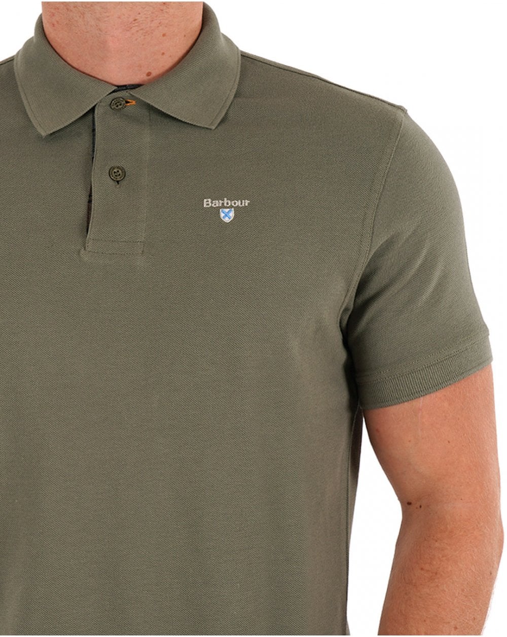 Barbour Tartan Pique Polo Shirt Green Slate - Image 2