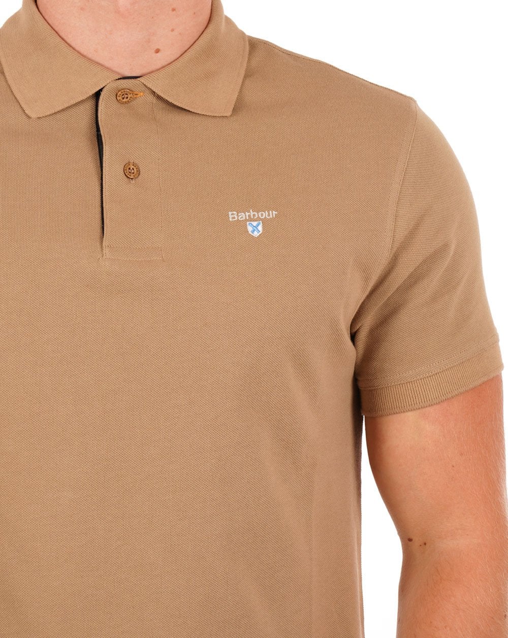 Barbour Tartan Pique Polo Shirt Military Brown - Image 2