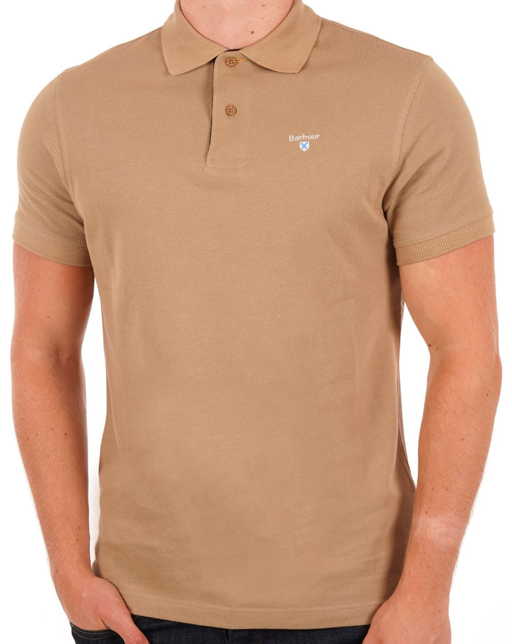 Barbour Tartan Pique Polo Shirt Military Brown - Image 3