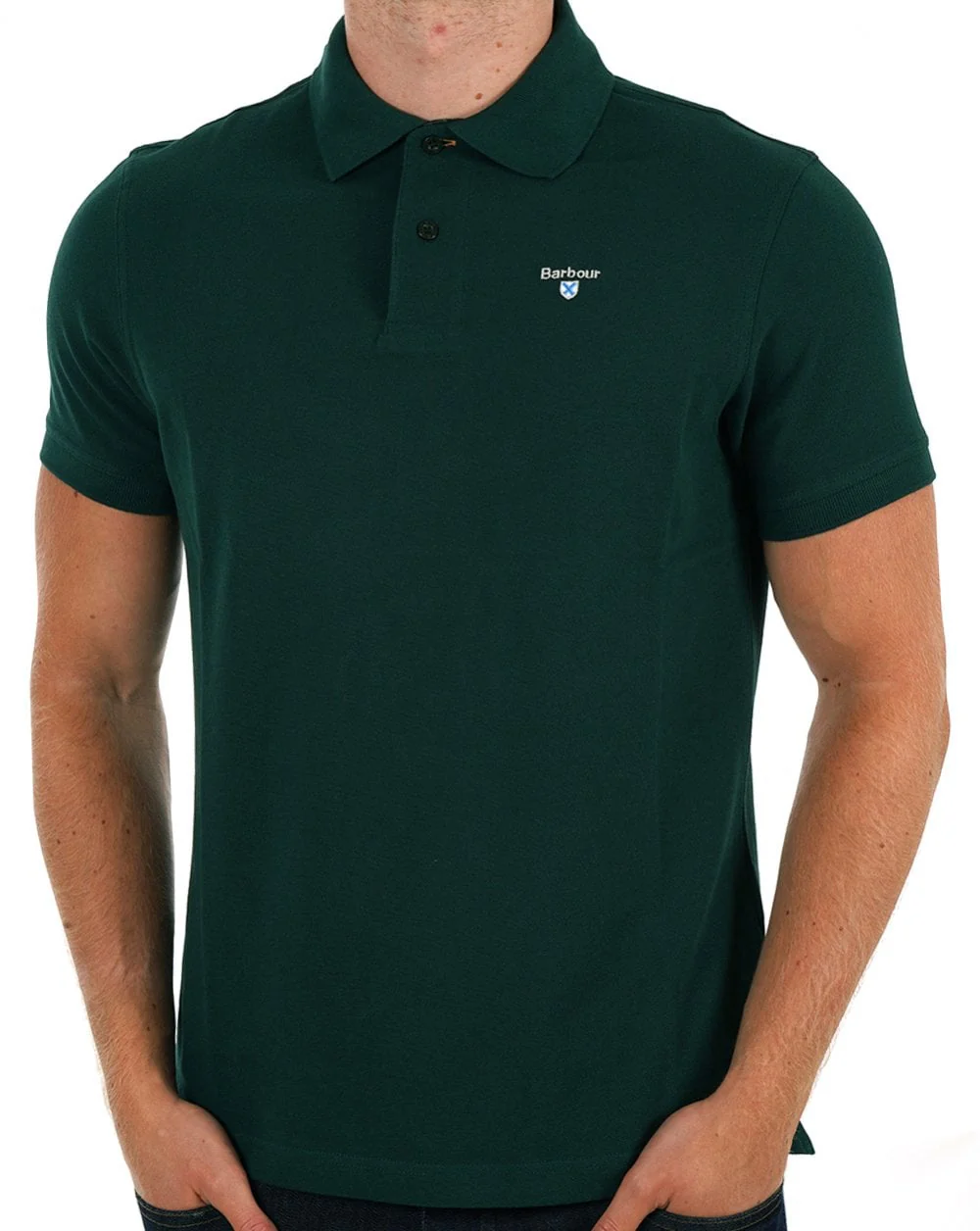 Barbour Tartan Pique Polo Shirt Seaweed