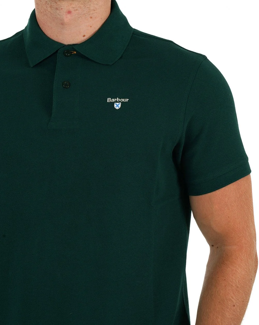 Barbour Tartan Pique Polo Shirt Seaweed - Image 2