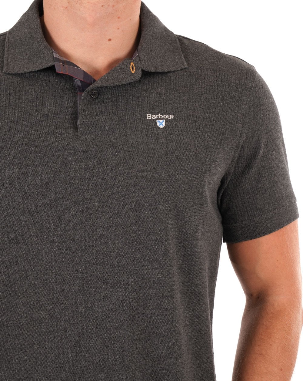 Barbour Tartan Pique Polo Slate Marl - Image 2
