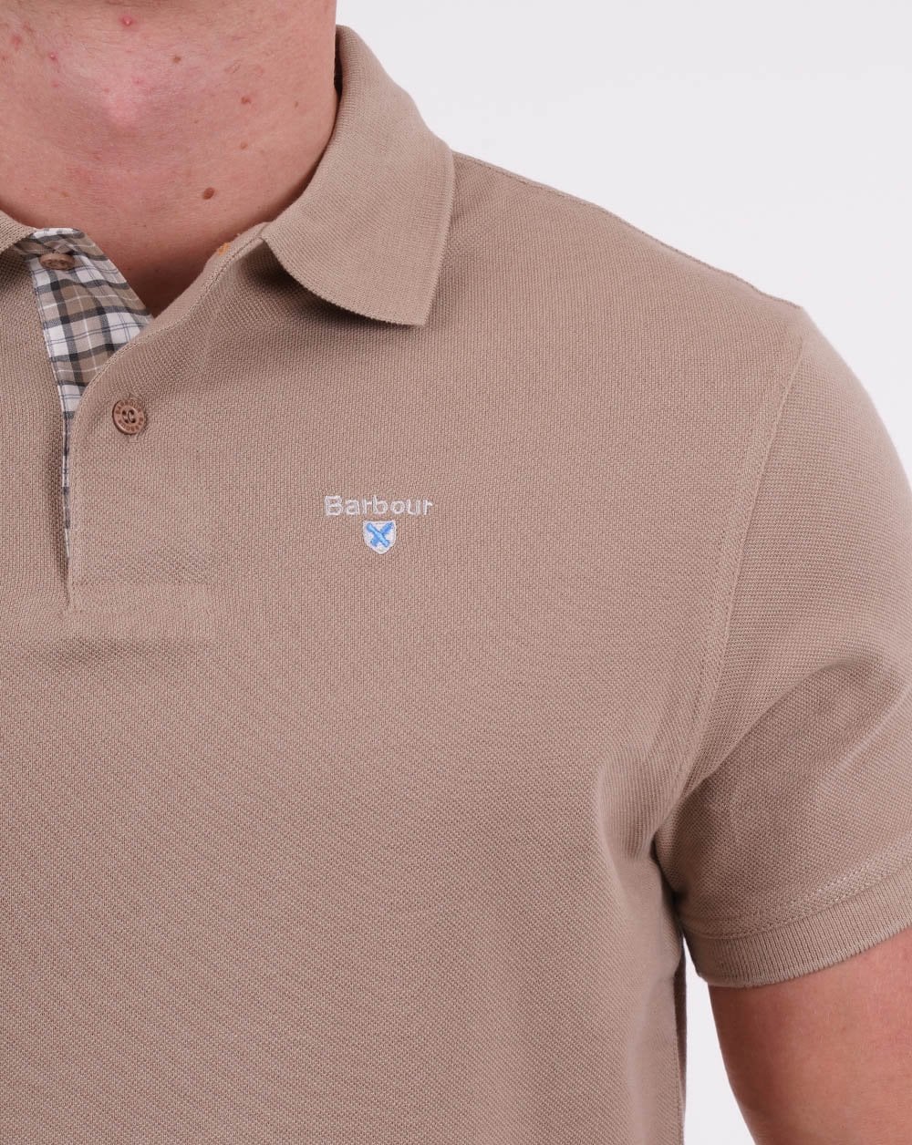 Barbour Tartan Pique Polo Washed Stone - Image 2