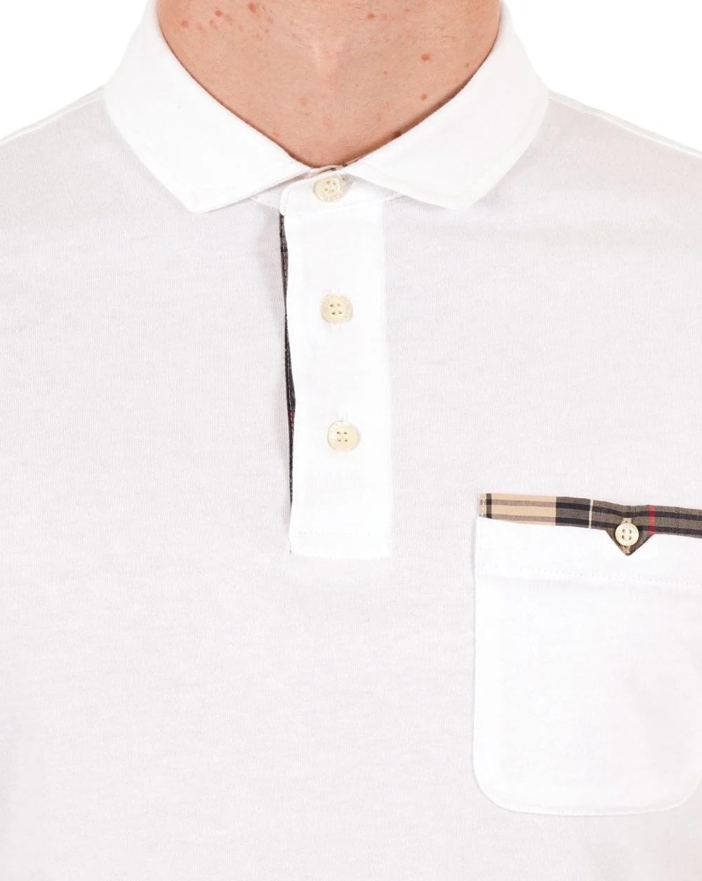 Barbour Tartan Pocket Polo White - Image 2