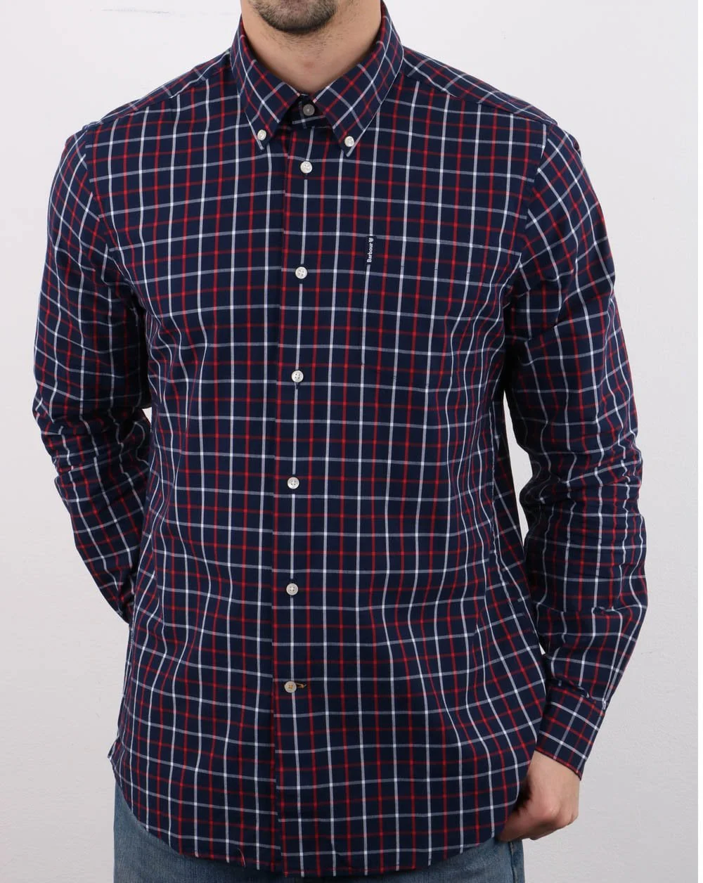 Barbour Tattersall Shirt Navy - Image 3