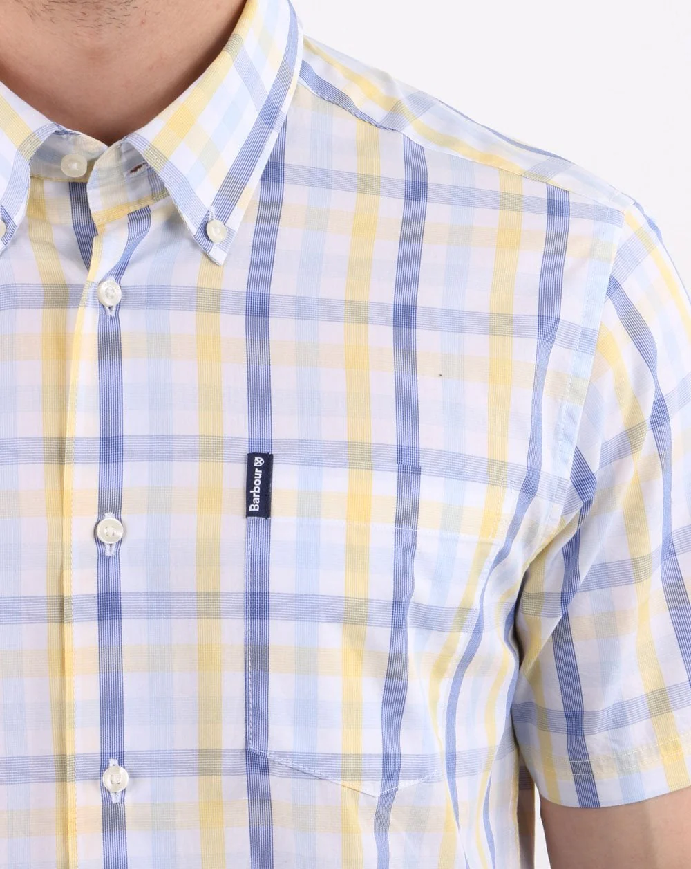 Barbour Tattersall Short Sleeve Shirt Yellow - Image 2