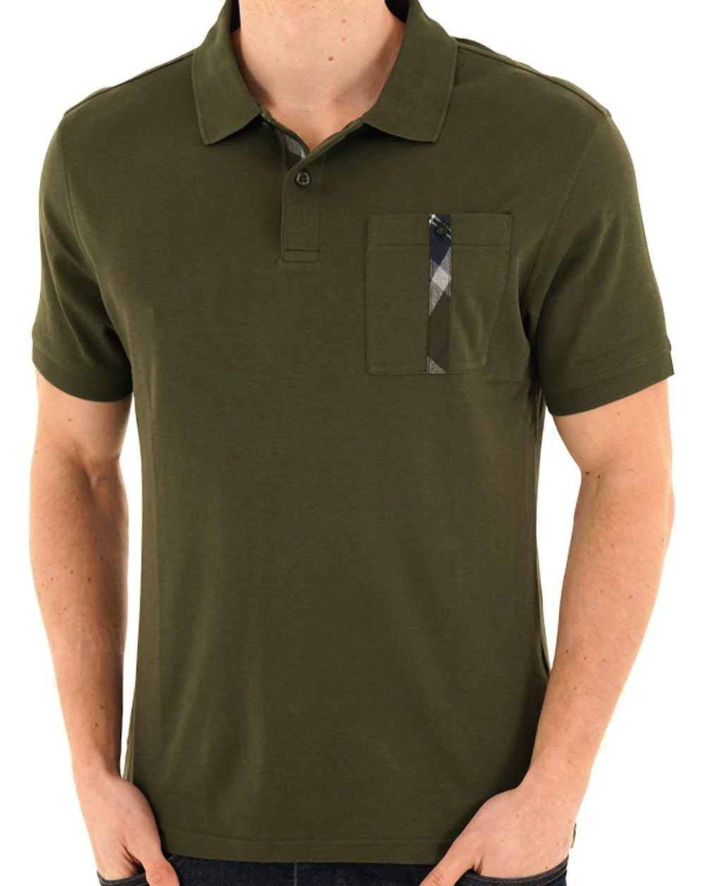 Barbour Thornaby Tailored Polo Shirt Olive - Image 3