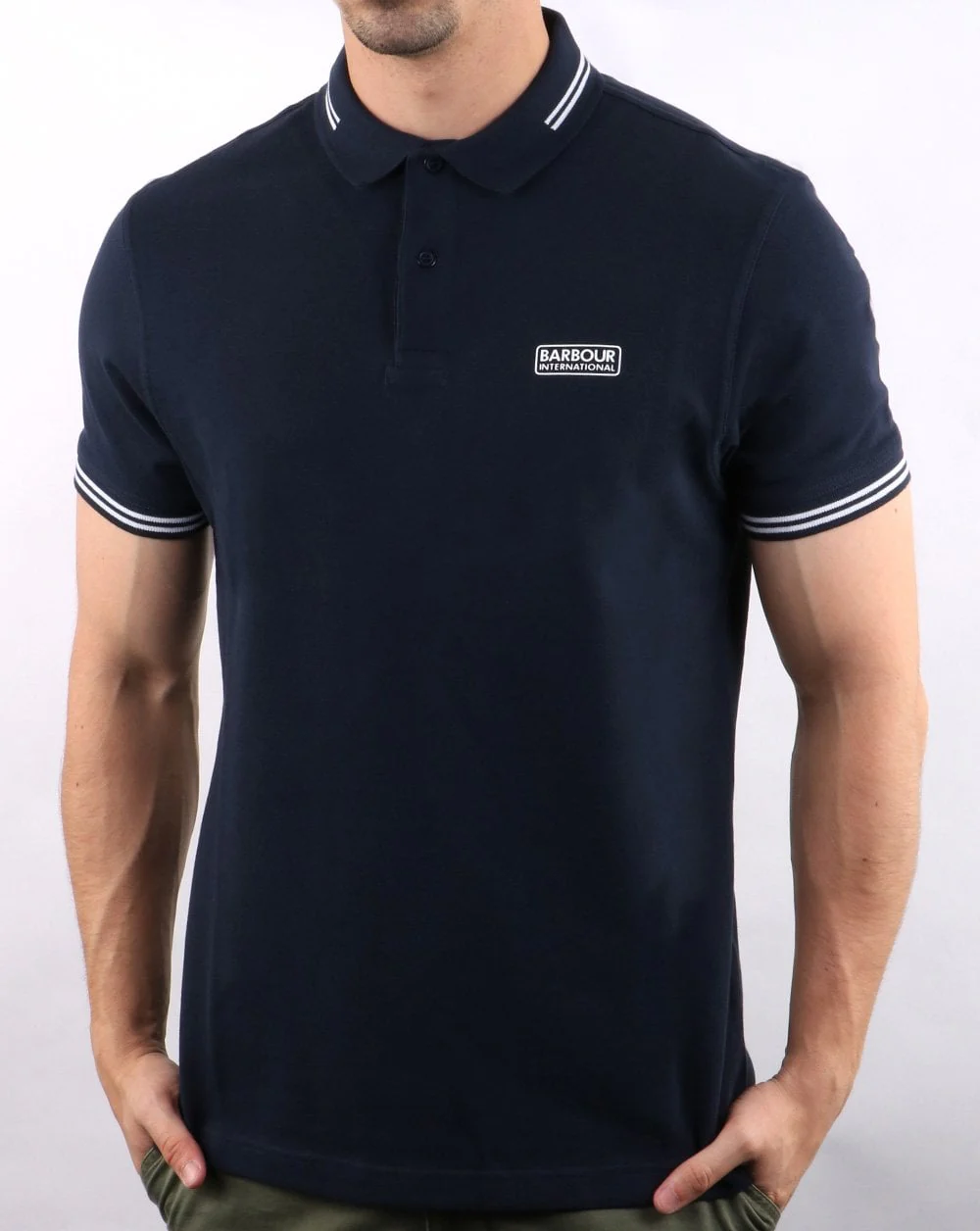 Barbour Tipped Polo Navy/White