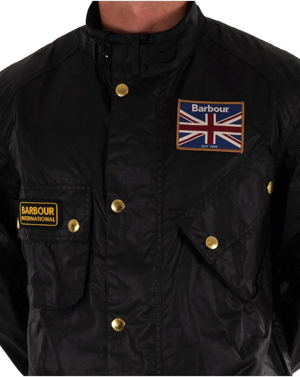 Barbour Union Jack Wax Jacket Black - Image 2