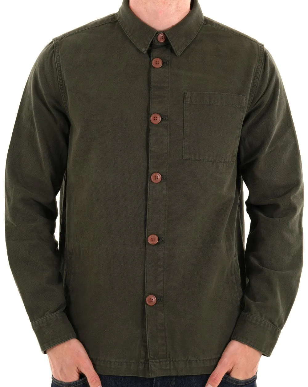 Barbour Washed Overshirt Forest Green - Image 2