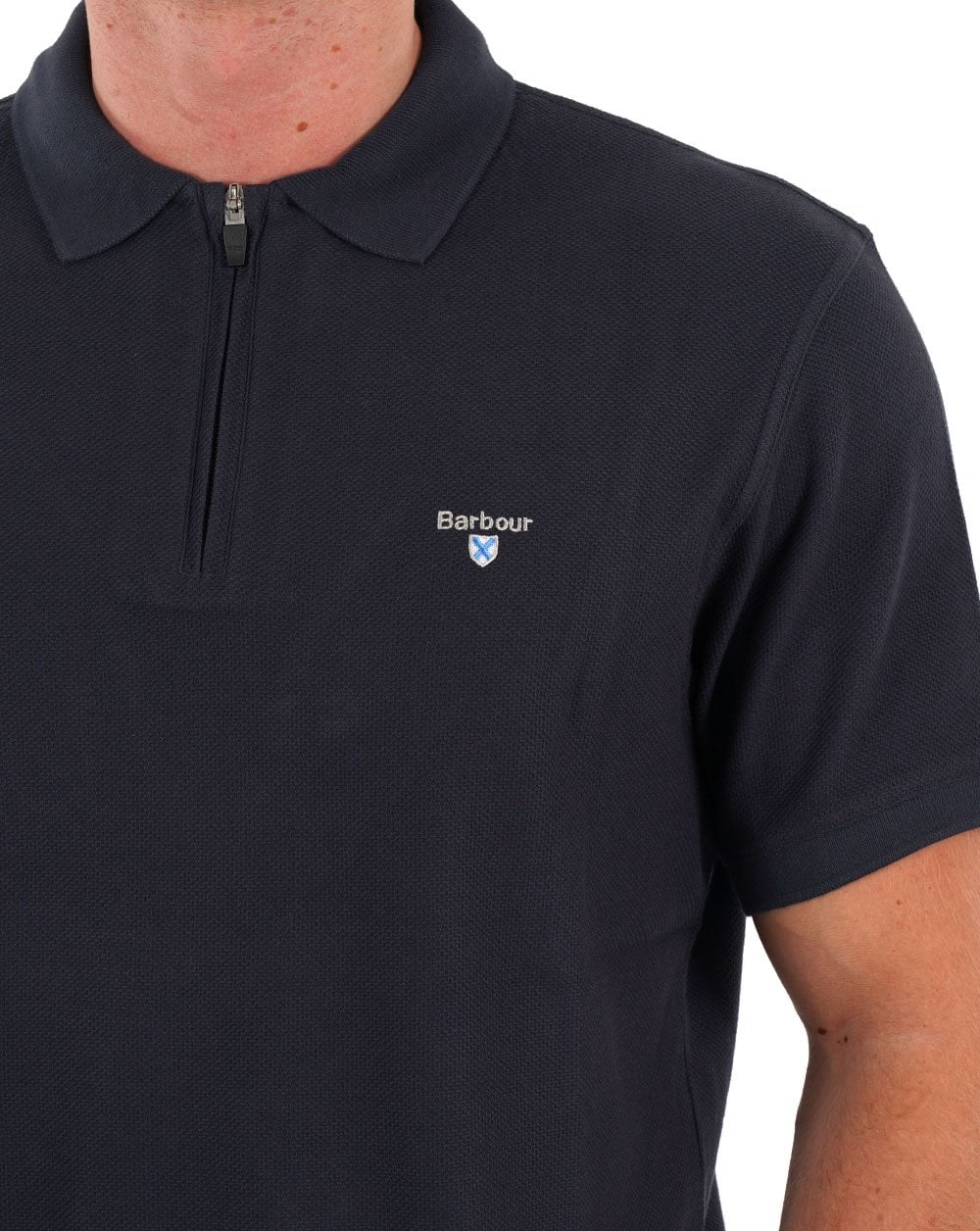 Barbour Zip Polo Shirt Navy - Image 2