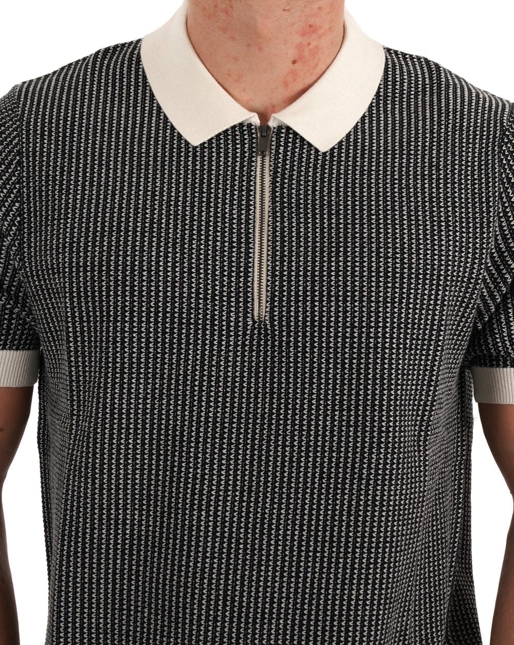 Ben Sherman BI Coloured Zip Neck Polo Ivory - Image 2