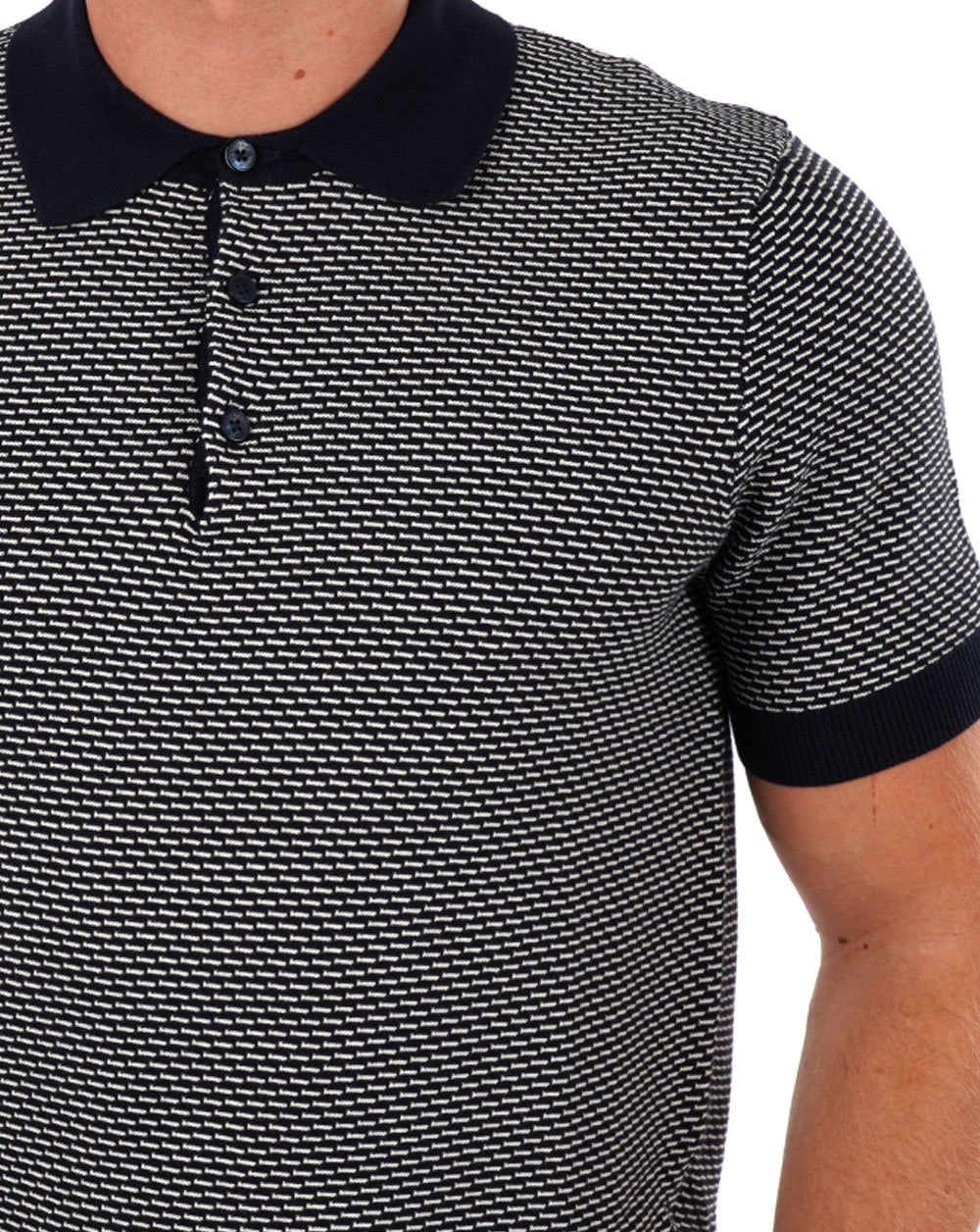 Ben Sherman Bicoloured Textured Polo Navy - Image 2