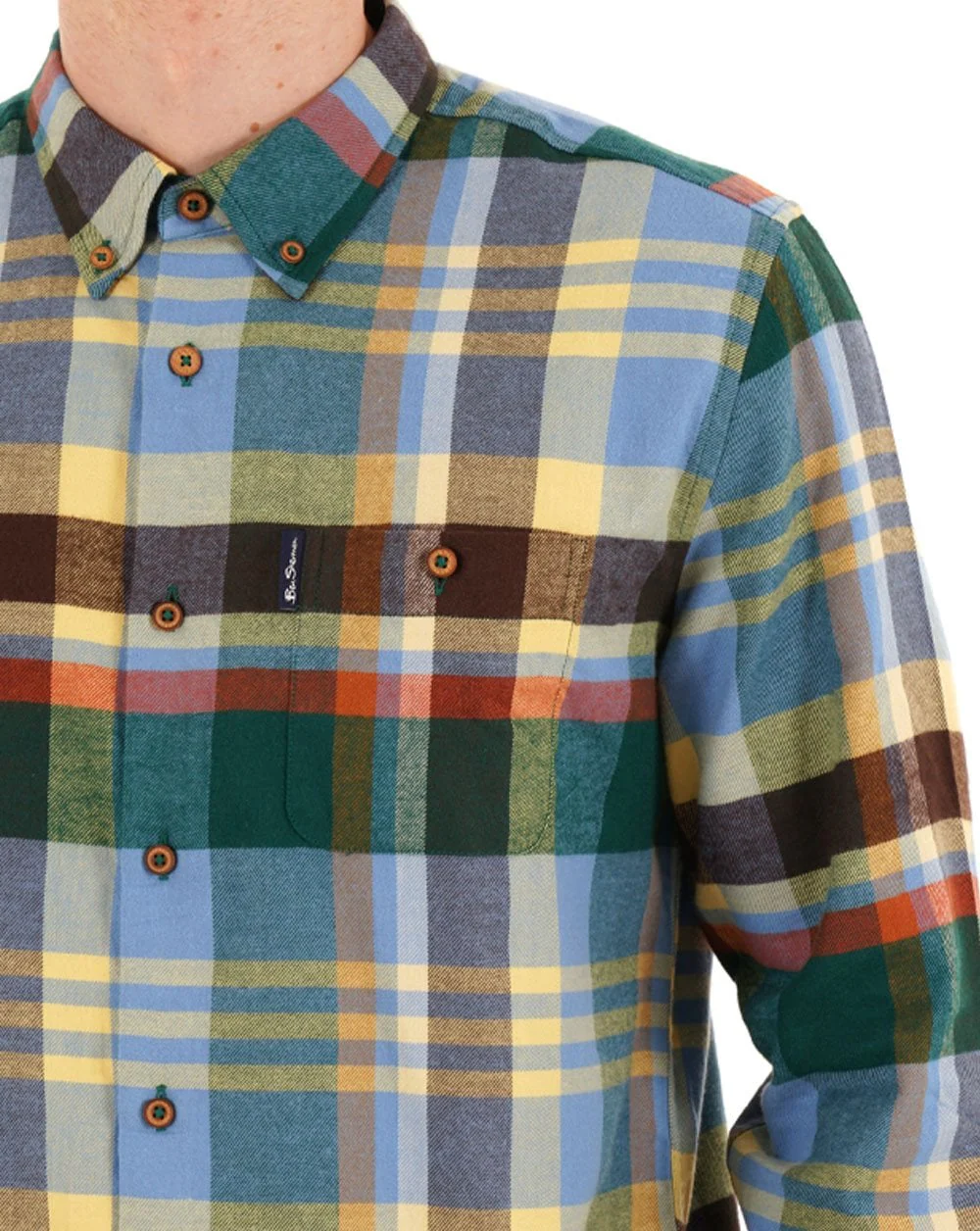 Ben Sherman Brushed Check Shirt Riviera Blue - Image 2