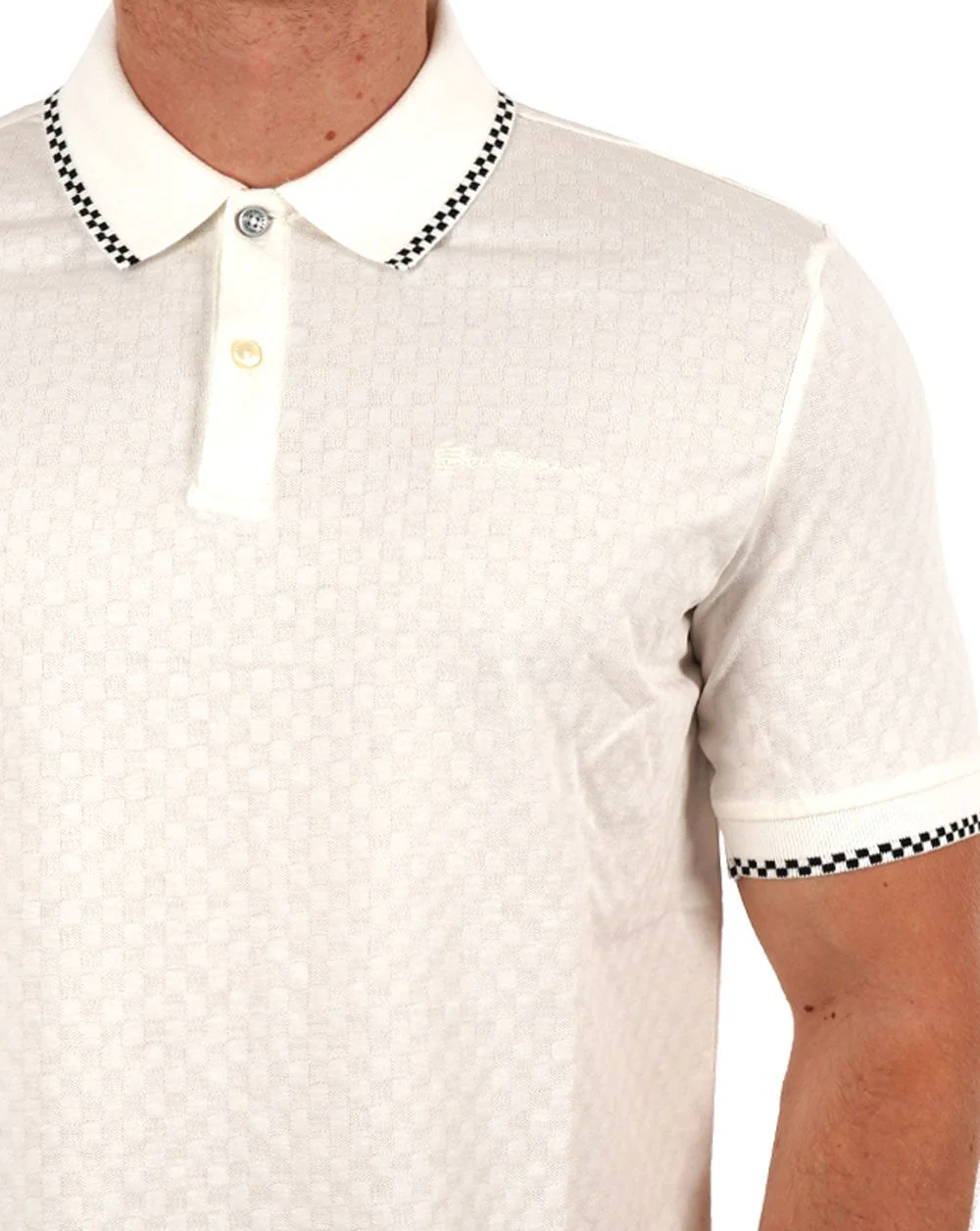 Ben Sherman Chequerboard Texture Polo Snow White