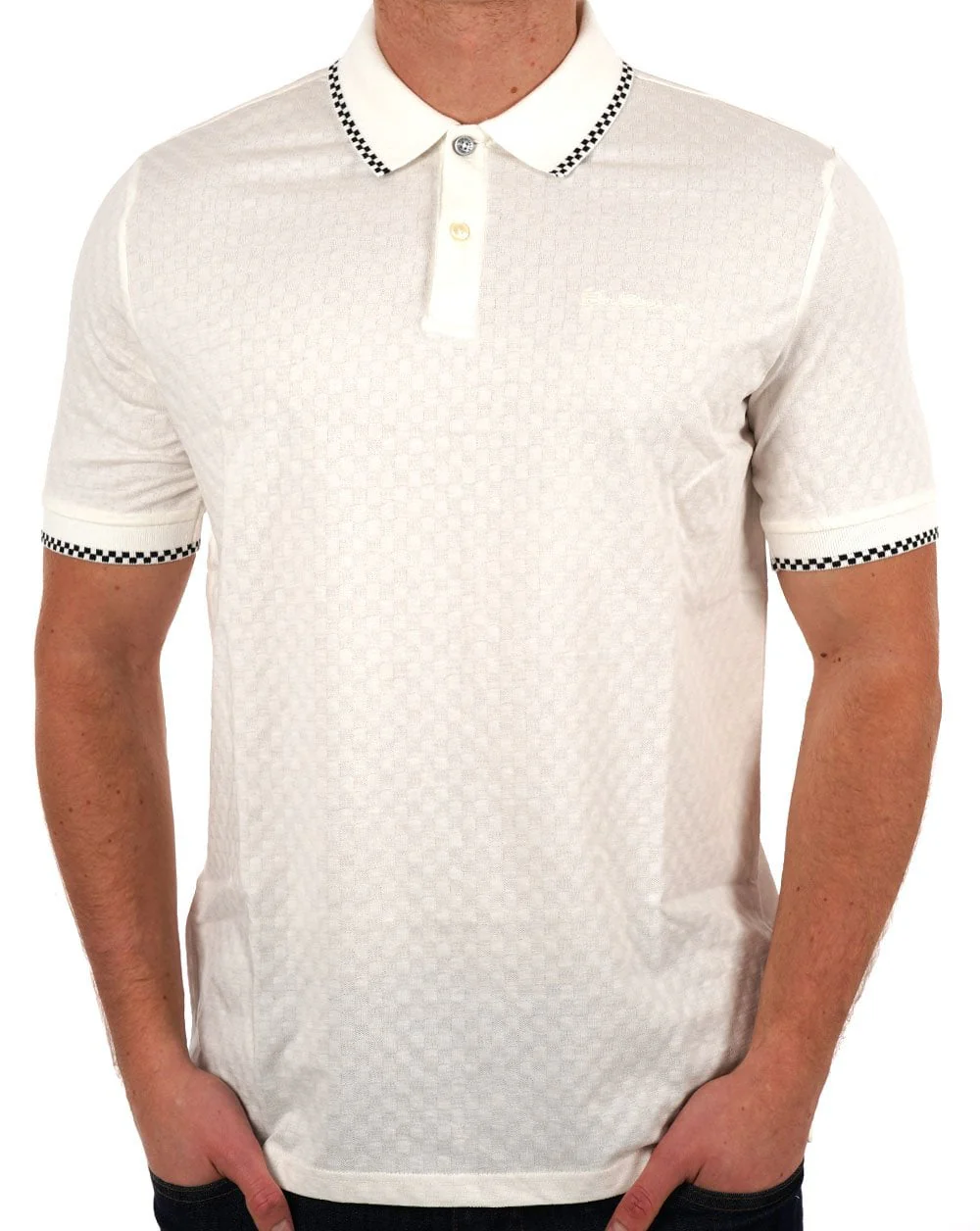 Ben Sherman Chequerboard Texture Polo Snow White - Image 2