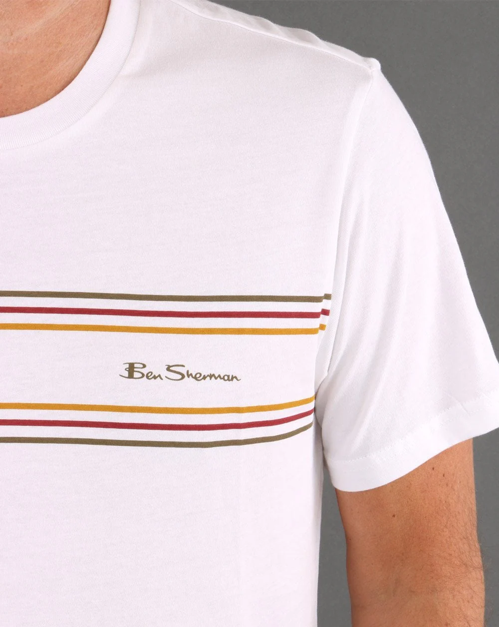 Ben Sherman Chest Stripe Logo T-shirt White - Image 2