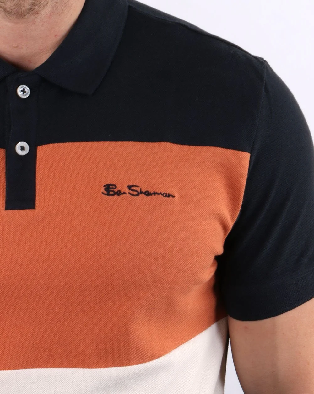 Ben Sherman Colour Block Polo Shirt Midnight - Image 3