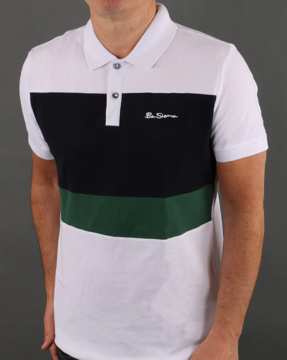 Ben Sherman Colour Block Polo Shirt White - Image 3