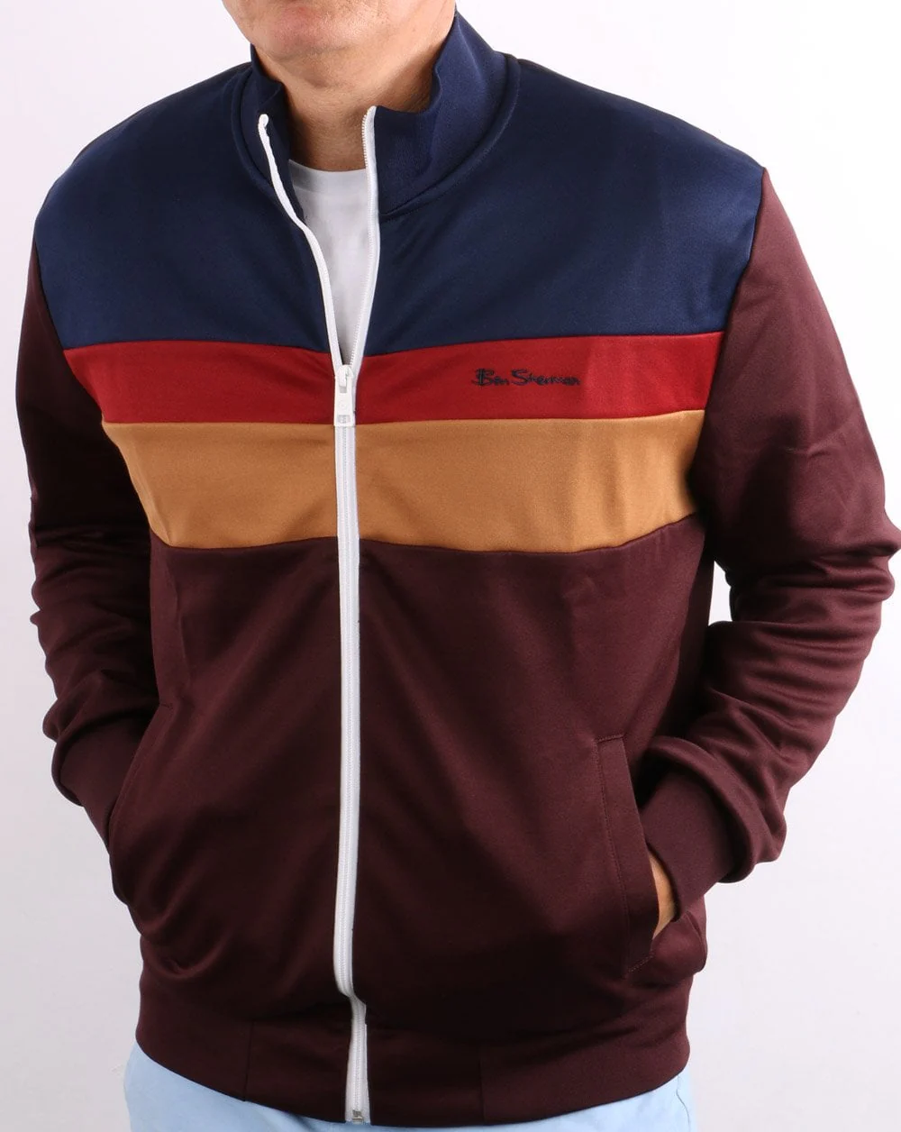 Ben Sherman Colour Block Track Top Bordeaux - Image 2
