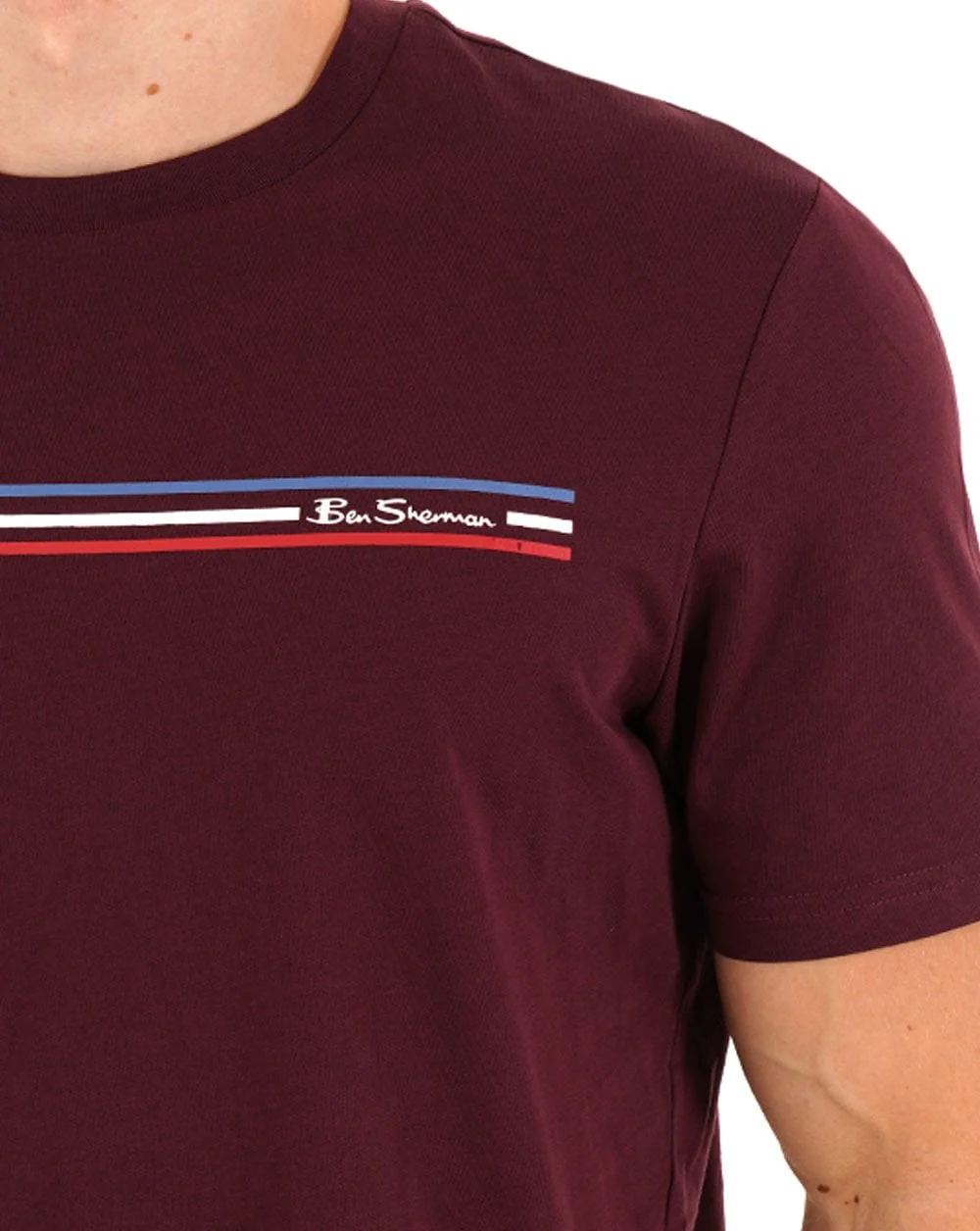 Ben Sherman Core Stripe Tee Dark Wine - Image 2